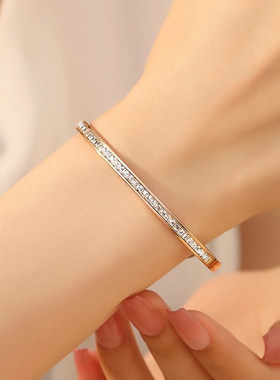 【满钻手镯】手环镯子排钻碎钻轻奢高级感时尚设计18K玫瑰金男女