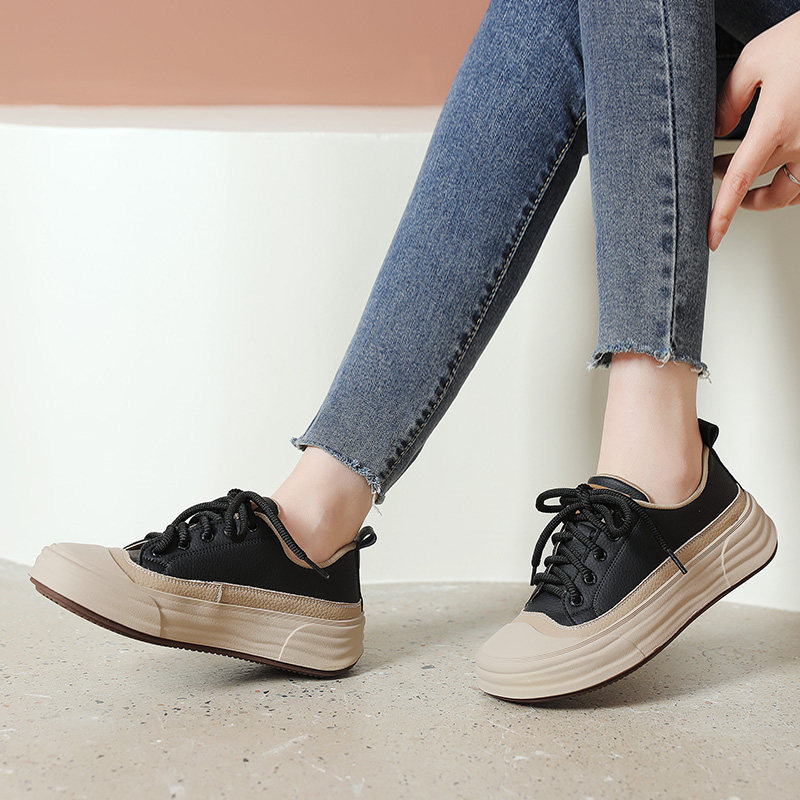 百搭新款平底系带大码休闲鞋真皮百搭防滑厚底学生小白鞋单鞋女41,淘宝优惠券,粉丝福利购,淘宝优惠卷