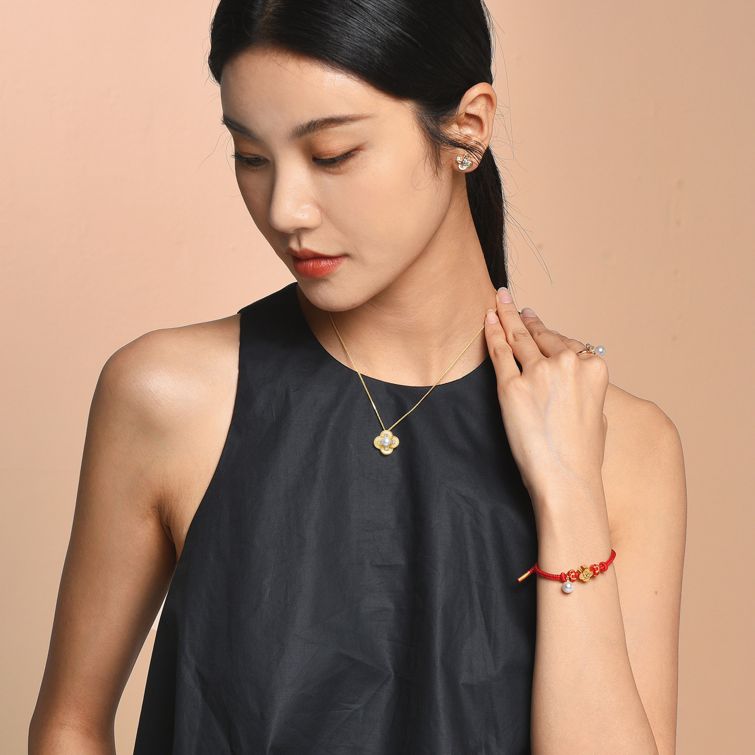 RUANS/阮仕S925淡水珍珠红绳手链有钱花系列珍珠手饰简约百搭通勤,淘宝优惠券,粉丝福利购,淘宝优惠卷