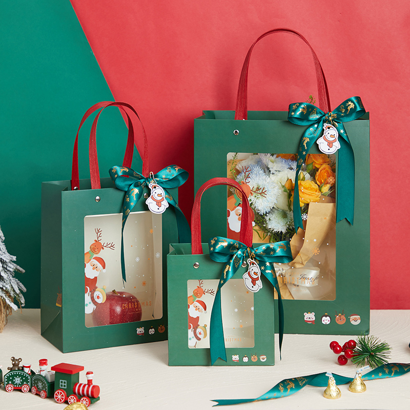 煜天-圣诞手提袋新款卡通平安夜礼物包装袋纸袋纸盒苹果包装礼盒 - 图0