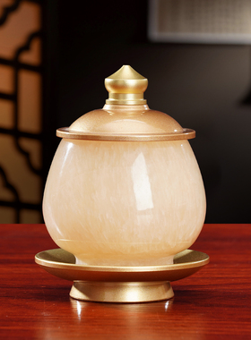 天然黄玉佛前供具用品全套大全