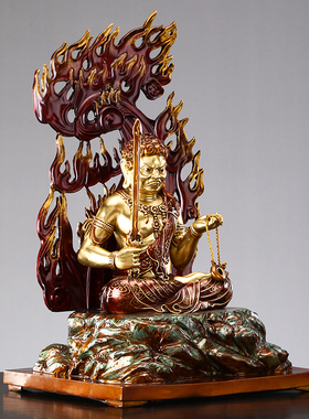 彩绘黄铜不动明王佛像摆件