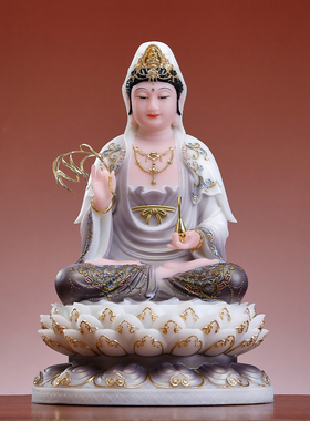 汉白玉全堂佛佛像摆件家用供奉