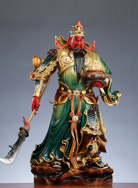 铜太古彩聚宝提刀关公神像武圣