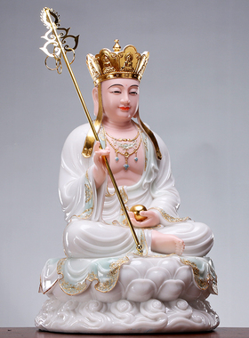 汉白玉地藏王佛像供奉坐像