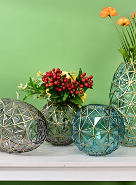 【轻奢】描金美巢插花桌面摆件水培花瓶时尚简约花卉花器样品间
