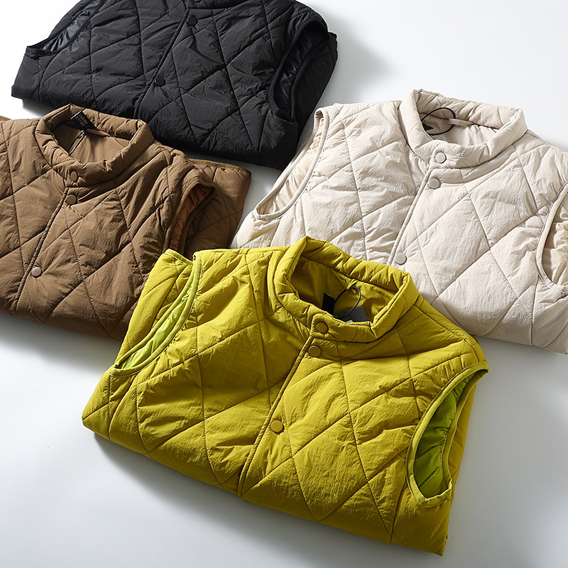 日系复古风！菱格绗缝！防风保暖！情侣款秋冬立领休闲棉马甲背心,淘宝优惠券,粉丝福利购,淘宝优惠卷