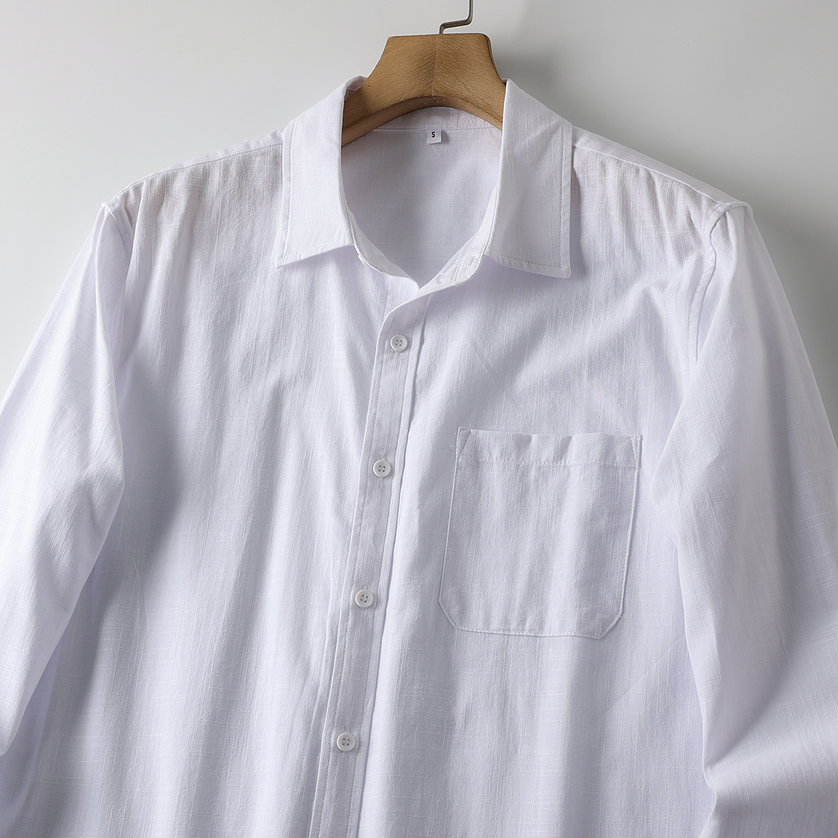 精仿棉麻!吸湿透气!夏季男士薄款凉爽舒适翻领通勤休闲长袖衬衫 - 图1