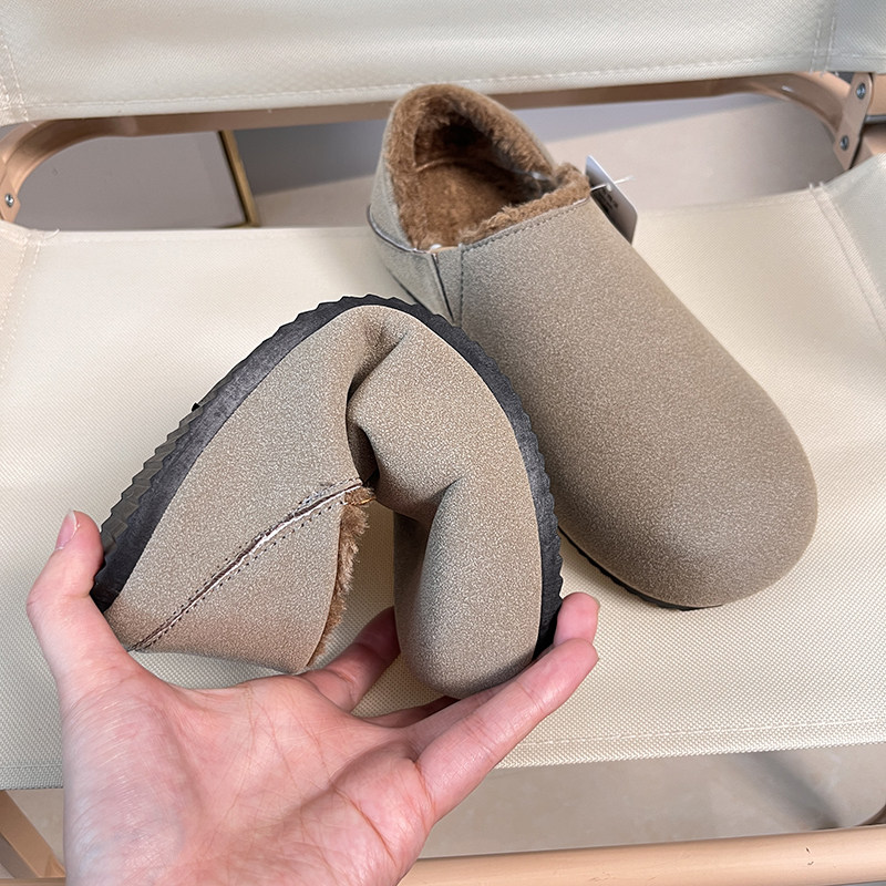 反绒革鞋面 橡胶防滑软底 冬季男一脚蹬懒人鞋保暖加绒棉鞋勃肯鞋,淘宝优惠券,粉丝福利购,淘宝优惠卷