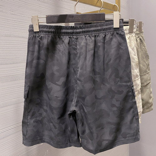 颜值在线！迷彩印花！外贸男装夏季松紧腰宽松休闲五分裤工装短裤 - 图0