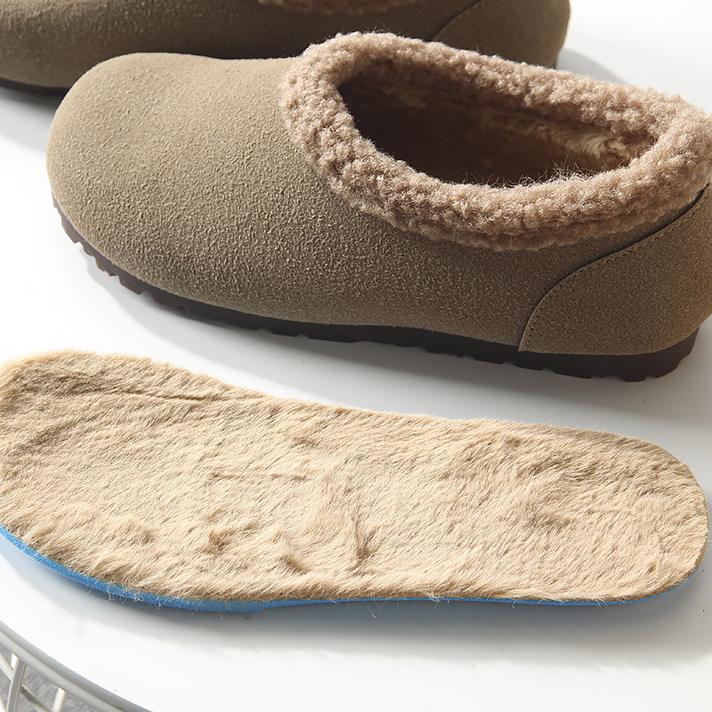 复古磨砂皮！加绒保暖！秋冬女款一脚蹬防滑平底勃肯鞋豆豆鞋棉鞋,淘宝优惠券,粉丝福利购,淘宝优惠卷