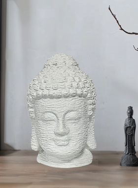 新中式佛禅意雕塑佛头摆设增高底座客厅书房桌面玄关雕像佛像摆件