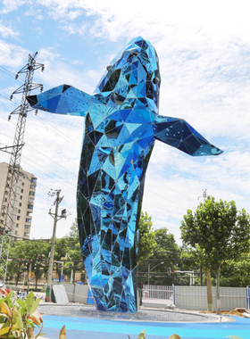 不锈钢鲸鱼雕塑景观艺术品