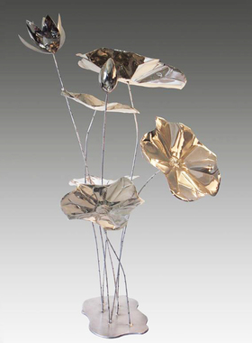 不锈钢荷花雕塑大型艺术品摆件