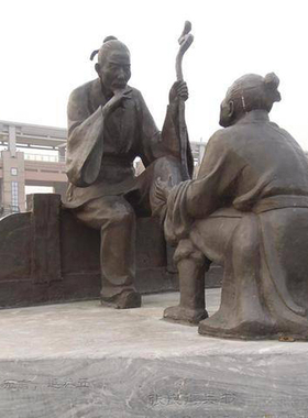 玻璃钢古代风下象棋城市广场仿铜