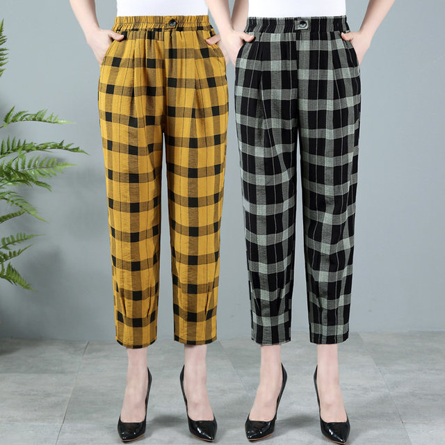 ແອວສູງ Yi Shi Manyan ເກົ້າຈຸດ pants ຝ້າຍແລະ linen