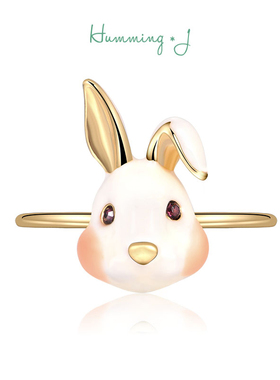 兔子开口潮ins珐琅彩绘戒指女