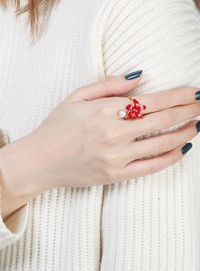 贝母花朵开口戒指ins简约个性