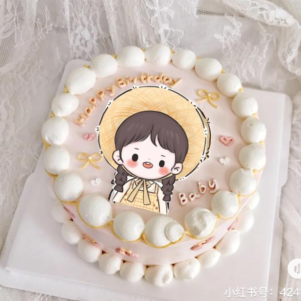 小红书手绘卡通可爱女生日蛋糕装饰祝福语巧克力转印纸烘焙用纸