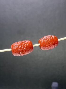 天然南红玛瑙回纹桶珠手串配件手工diy文玩时尚配饰佛珠串珠手链