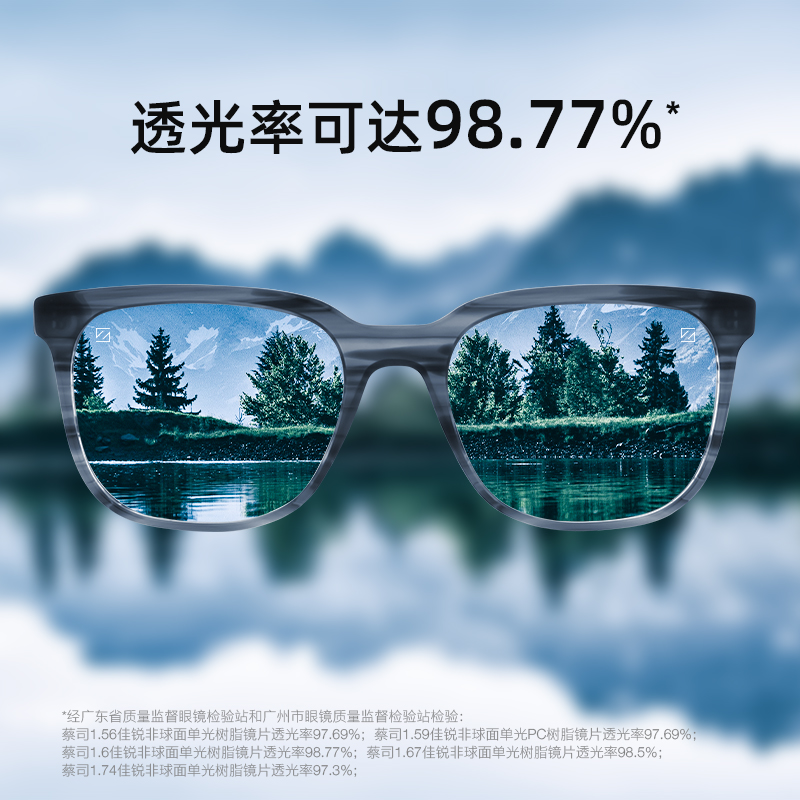 ZEISS/蔡司镜片佳锐冰蓝高清膜非球面单光树脂近视眼镜配镜 2片-图2