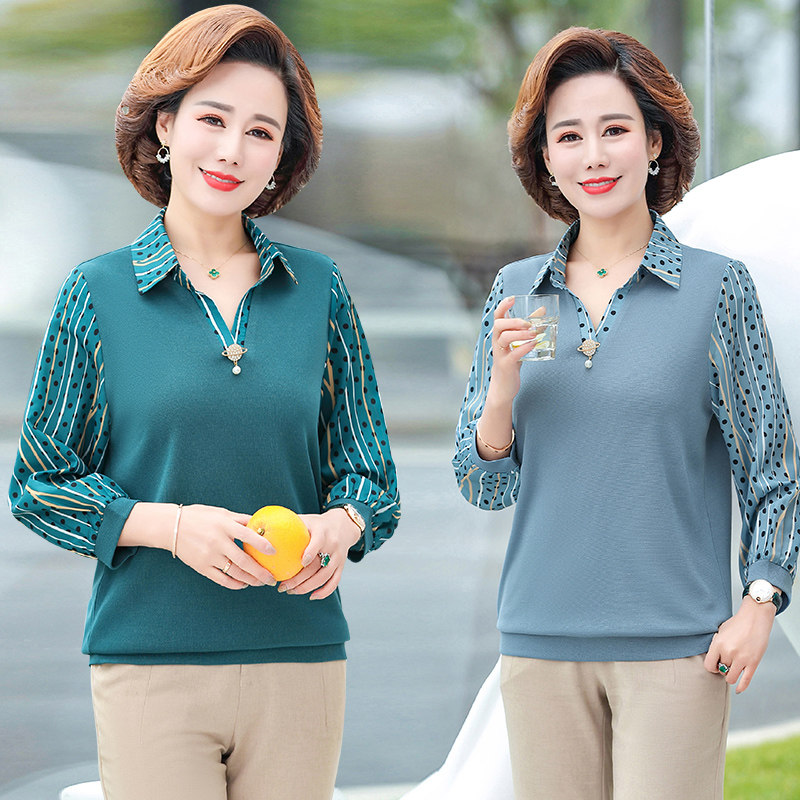 妈妈秋装洋气套装中老年女装小衫 韵姿萱中老年女装