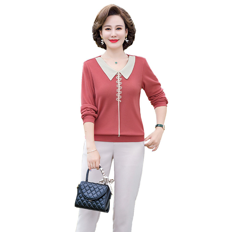 秋装长袖新款2021中年女洋气小衫 韵姿萱中老年女装