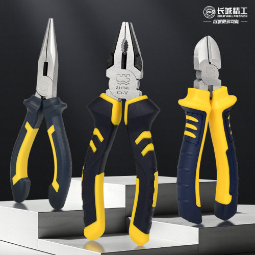 长城精工尖嘴钳6寸多功能老虎钳8寸钢丝钳工业级斜口钳子斜嘴钳 - 图3
