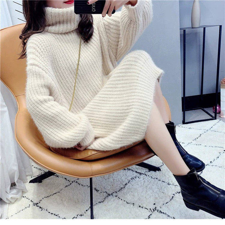 25秋冬新款100%山羊绒衫女中长款高领套头毛衣加厚宽松针织打底衫,淘宝优惠券,粉丝福利购,淘宝优惠卷