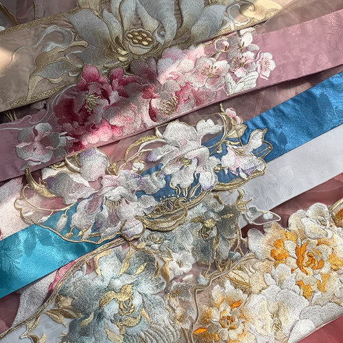 芥子记【刺绣腰封集合】玉人歌桃花金荷汉服混搭传统 - 图3