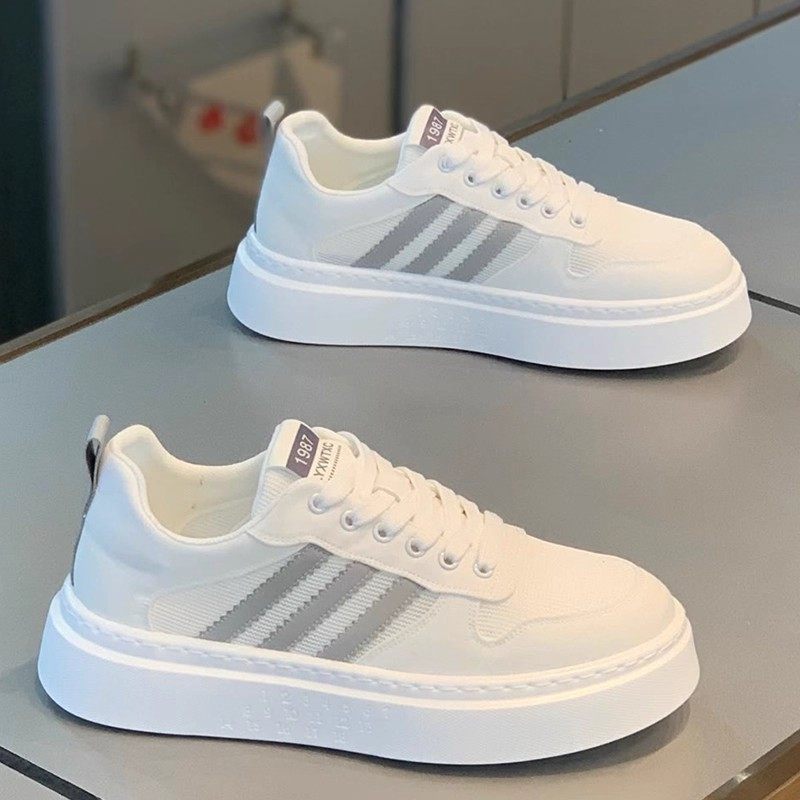 Zongcaileader秋季新款低帮厚底经典三道杠板鞋网面透气休闲男鞋,淘宝优惠券,粉丝福利购,淘宝优惠卷