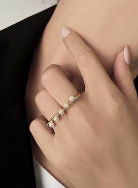 时尚系列金色波浪排造型戒指