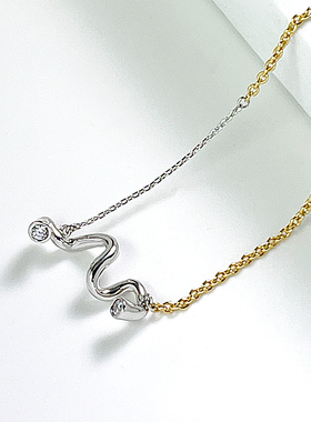 银色波光吊坠项链小众设计锁骨链