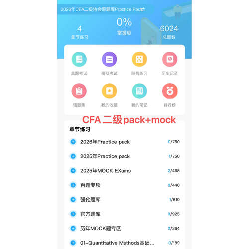 2026CFA practice pack一级二级三级题库FRM一级二级协会题库押题 - 图1