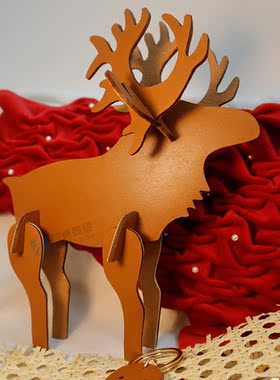 原创麋鹿立体拼图送礼佳品摆件