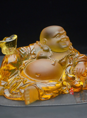 琉璃汽车摆件 元宝弥勒佛车载摆件 赠送嘉宾客户礼品广州琉璃厂家