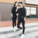 Демисезонный трендовый комплект для влюбленных для отдыха, толстовка с капюшоном подходит для мужчин и женщин, штаны, коллекция 2021, в корейском стиле