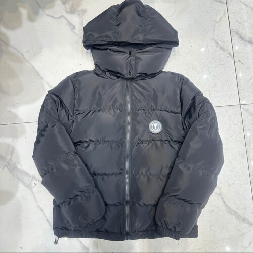 trapstar美式高街潮牌冬季保暖刺绣可拆卸帽子宽松连帽棉服外套男 - 图1