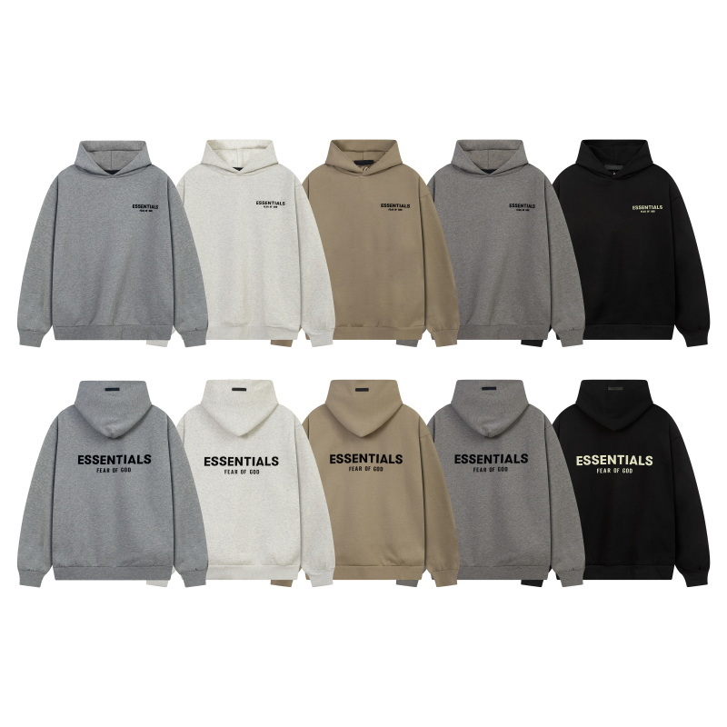 FOG ESSENTIALS美潮高街字母植绒秋冬休闲加绒连帽卫衣长裤套装男 - 图1