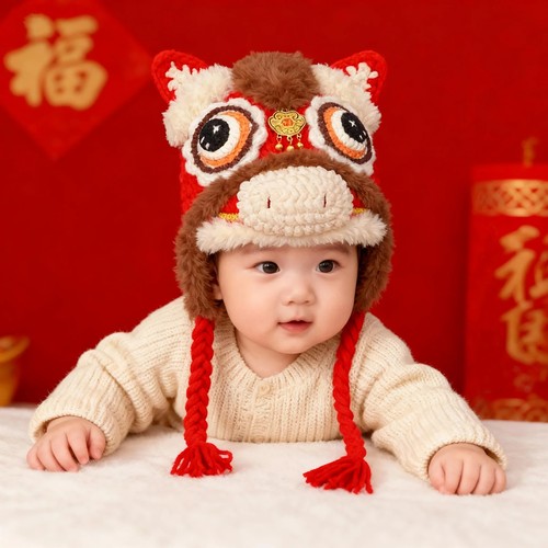 原创福马护耳帽材料包手工婴儿马宝宝鞋钩针编织毛线保暖亲子diy - 图0