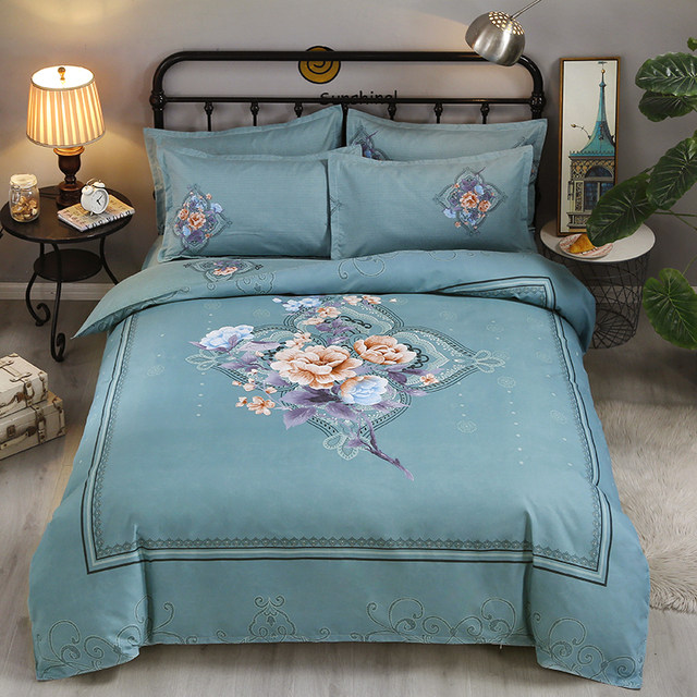 Pure cotton red wedding sheet quilt cover four-piece set