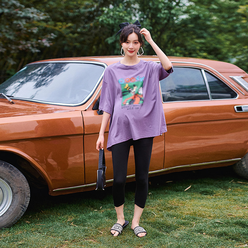 夏季套装短袖孕妇打底裤孕妇裤子 竺诗孕妇打底裤