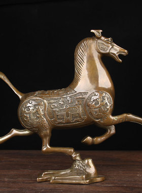 铜马踏飞燕摆件朴器中式