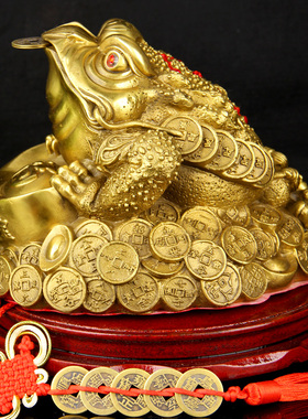 金蟾摆件五帝钱送底座