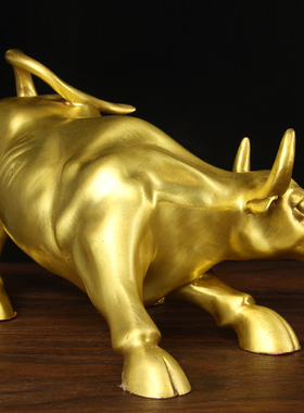 加重版铜华尔街牛摆件送底座 铜开拓进取牛摆件