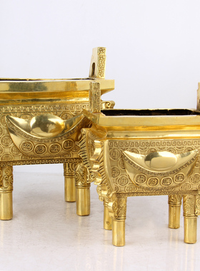 朴器 铜元宝鼎摆件 铜鼎摆件 带铜钱图案  铜盛鼎摆件