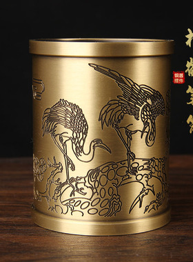 黄铜铜笔筒摆件中式书房