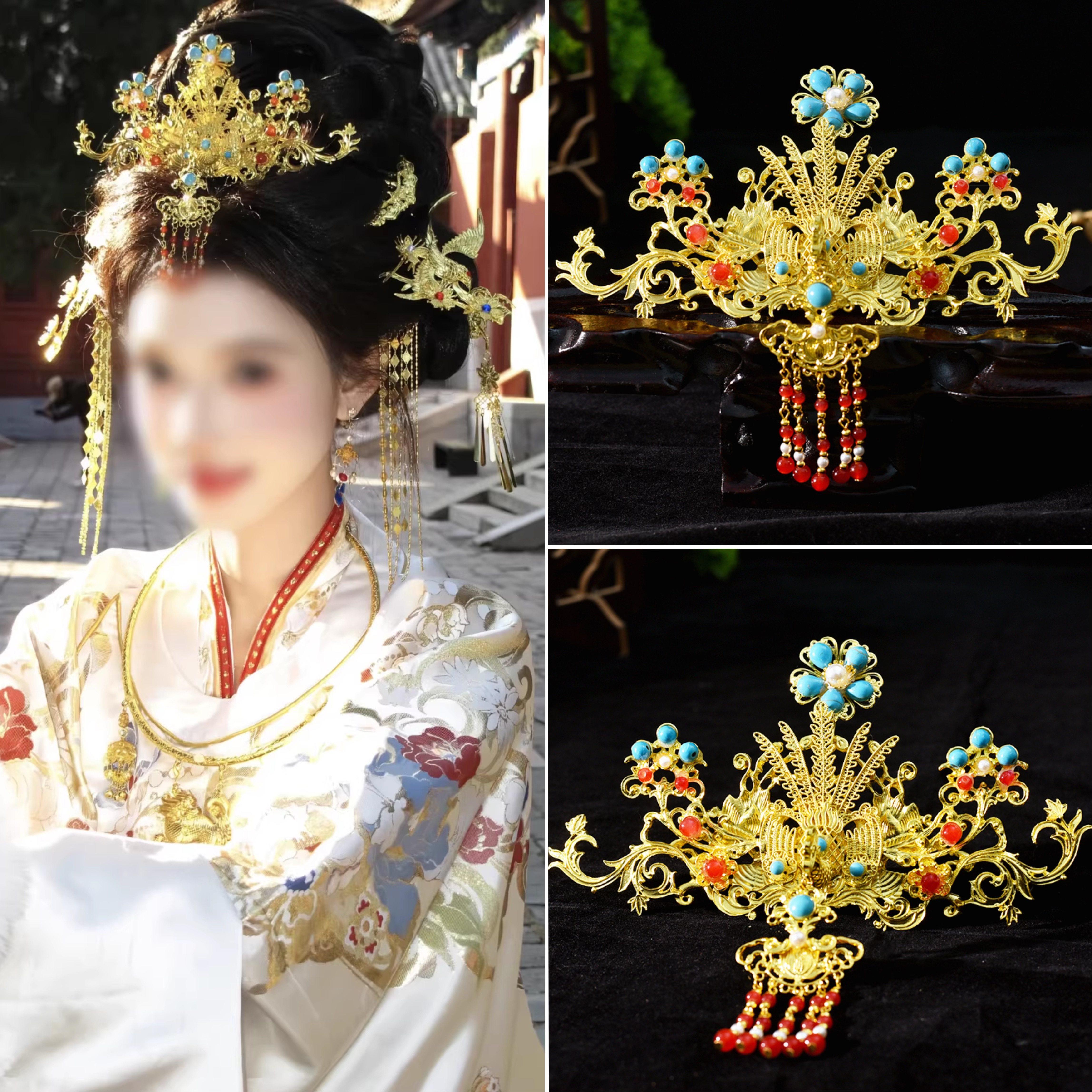 新款爆款唐风公主明制发冠古风配饰原创中式汉服发饰百搭大气配饰,淘宝优惠券,粉丝福利购,淘宝优惠卷