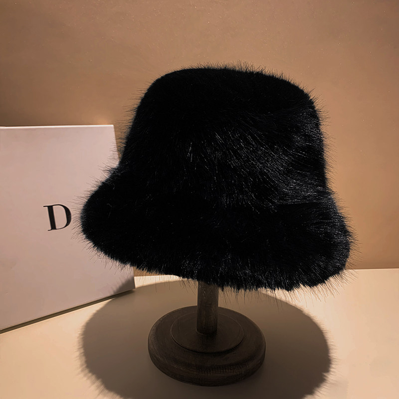 仿狐狸毛渔夫帽女秋冬季加厚护耳保暖神器简约小边帽子显脸小盆帽,淘宝优惠券,粉丝福利购,淘宝优惠卷