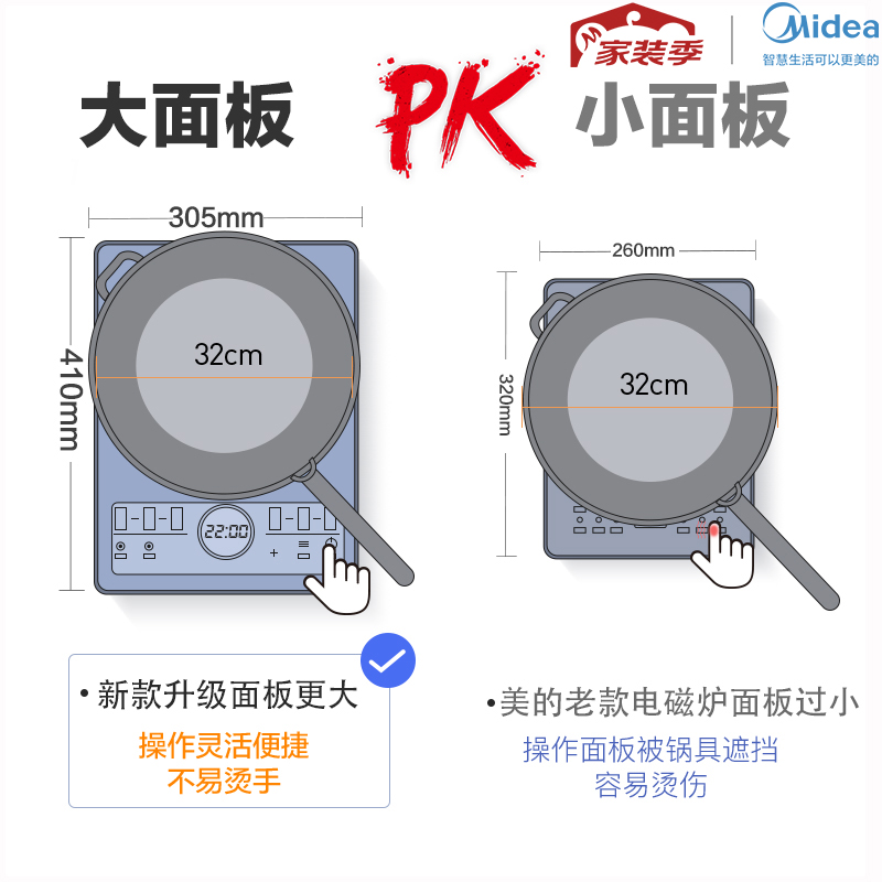 美的电磁炉家用炒锅可用炒菜锅新款蒸煮炒一体锅电池炉火锅专用 - 图0